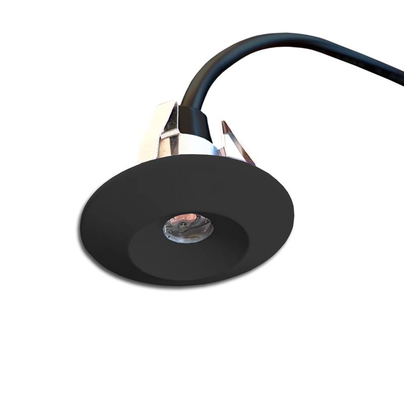 Mini LED spotlight 1.1W Svart 3m kabel IP65 (Ljusfärg: 3000K 45lm)