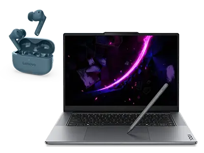 Lenovo Yoga Pro 7 15 U9-32GB-1TB + Earbuds Intel® Core Ultra 9 386H Processor E-kärnor upp till 3,70 GHz P-kärnor upp till 4,90 GHz, Windows 11 Pro 64, 1 TB SSD M.2 2242 PCIe Gen4 TLC