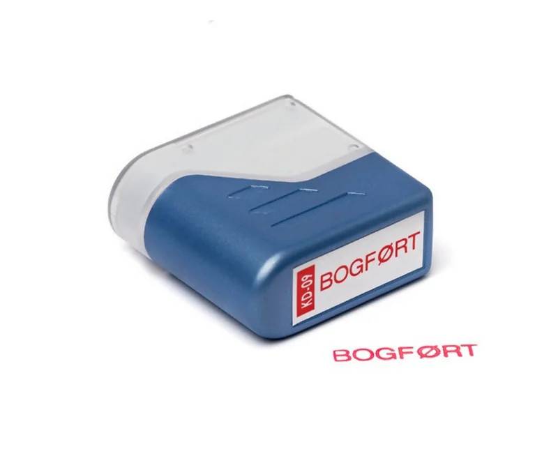 Deskmat Stempel BOGFØRT - Rød tekst