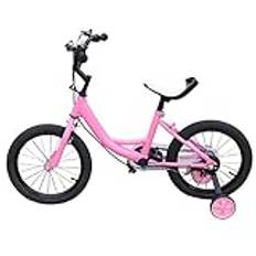 Lilyeriy 16 tums barncykel med stödhjul, cyklar för från 5–8 år, pojkar, barn, cykel, barncykel med justerbar höjd (rosa)