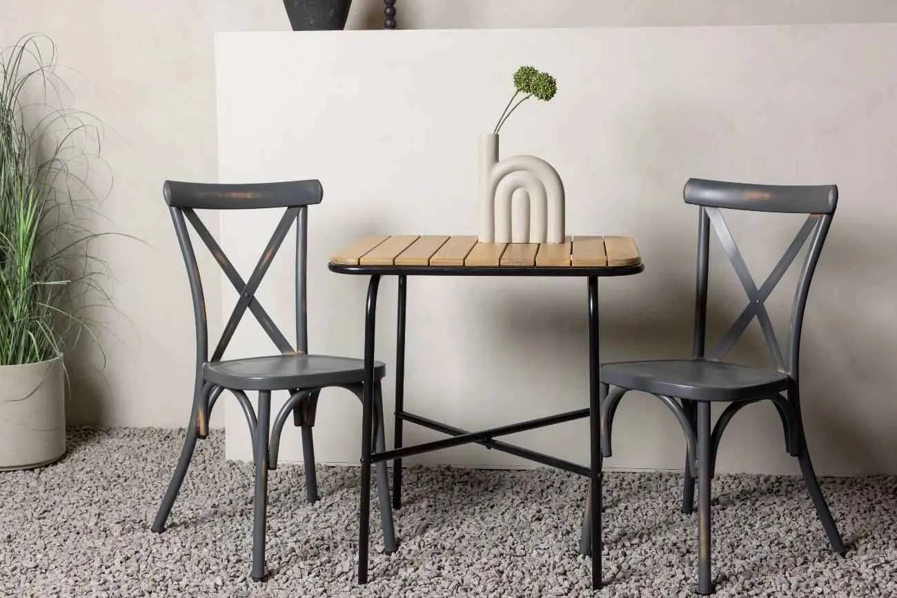 Holmbeck & Peking - 88×70 cm med 2 stolar - Matgrupper utomhus - mörkgrå/natur
