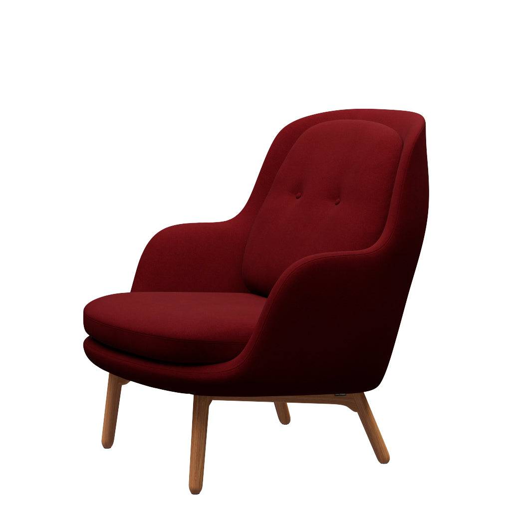 Fri Lænestol m. stel i eg fra Fritz Hansen Christianshavn - 1140 Red Uni - Jacobsen Plus