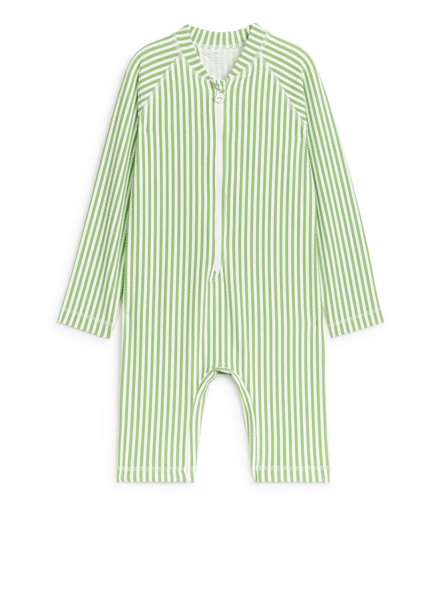 ARKET Long Seersucker UV Swim Overall -Green, 98/104