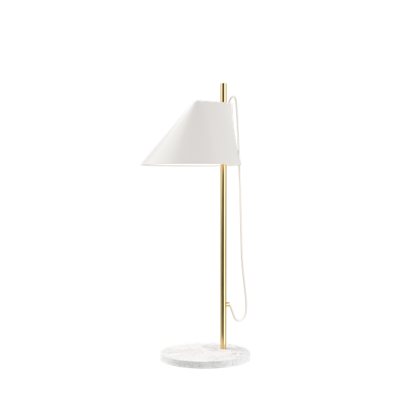 YUH Bordlampe Hvid/Messing med marmorfod.