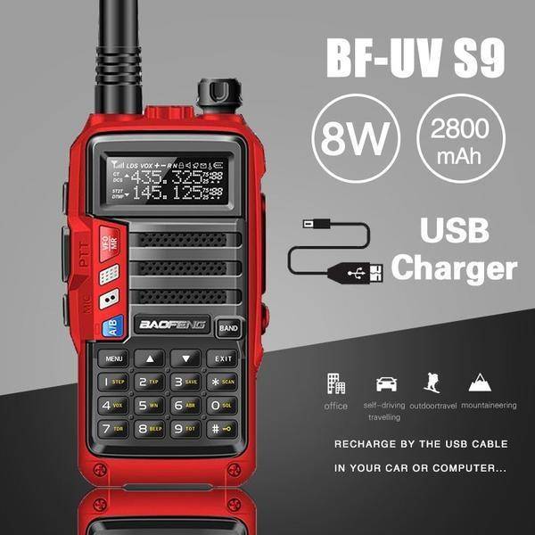 BaoFeng UV-S9 8W Portabel Walkie Talkie Långdistans Ham Radio Transceiver Upp av Baofeng Uv-5r Tvåvägsradio svart