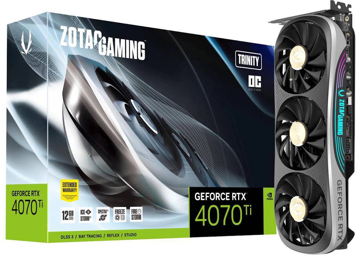 NVIDIA ZOTAC GAMING GeForce RTX 4070 Ti Trinity 12G OC Graphics Card ZT-D40710J-10P - One Size (One Size)