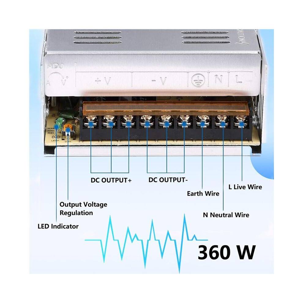 12V 30A 360W 110V AC to Regulated Universal Switching Power Supply,Transformer Adapter LED Driver for LED Strip Light
