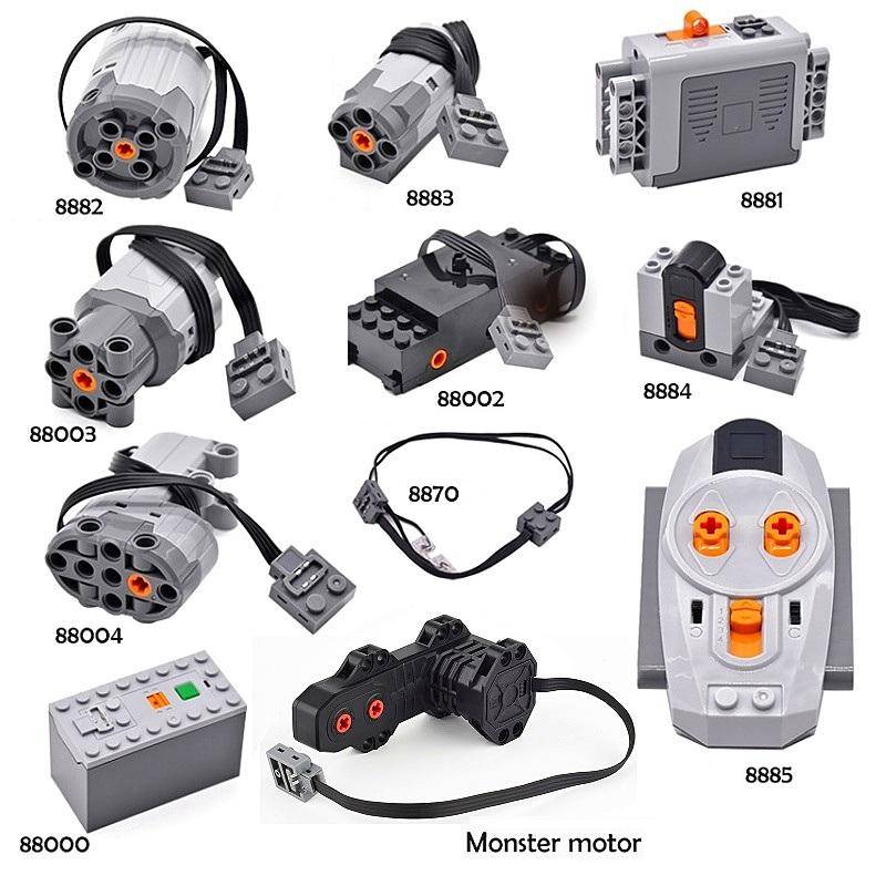Block Tekniska Delar Motor Set Servomotor Teknisk Tåg DIY Byggklossar Multifunktionell Strömförsörjning 8881 2 3 4 001