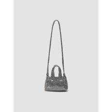 Mini Woven Sequins Puffer Bag in Silver - OS