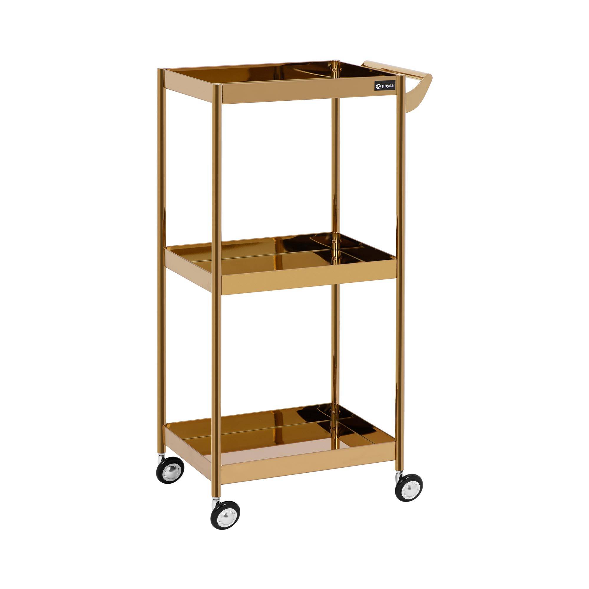 physa Rullebord med 3 hylder - 30 kg - gyldent - rustfrit stål PHYSA-CT-05