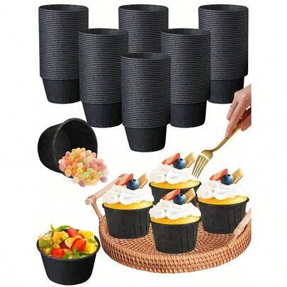 50 st muffinsformar, muffinsformar, oljetåliga bakformar med aluminiumfoliekanter, lämpliga för fester, halloweenfirande med familj och vänner, hemkök - Svart (En-Storlek)