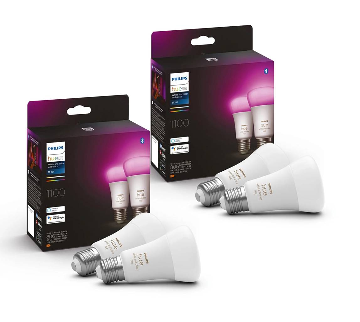 Philips Hue White & Color Ambiance A60 E27 1100 lm – 2-pack × 2 (4 lampor) – Bundle
