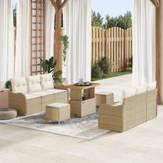 Trädgårdsoffset 9 pcs Beige och gräddfärgad 90 x 55 x 71 cm