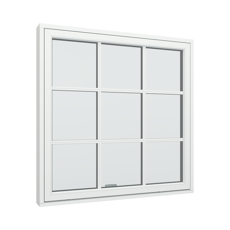Topstyret vindue 1 fags med 3x3 glasfelter.