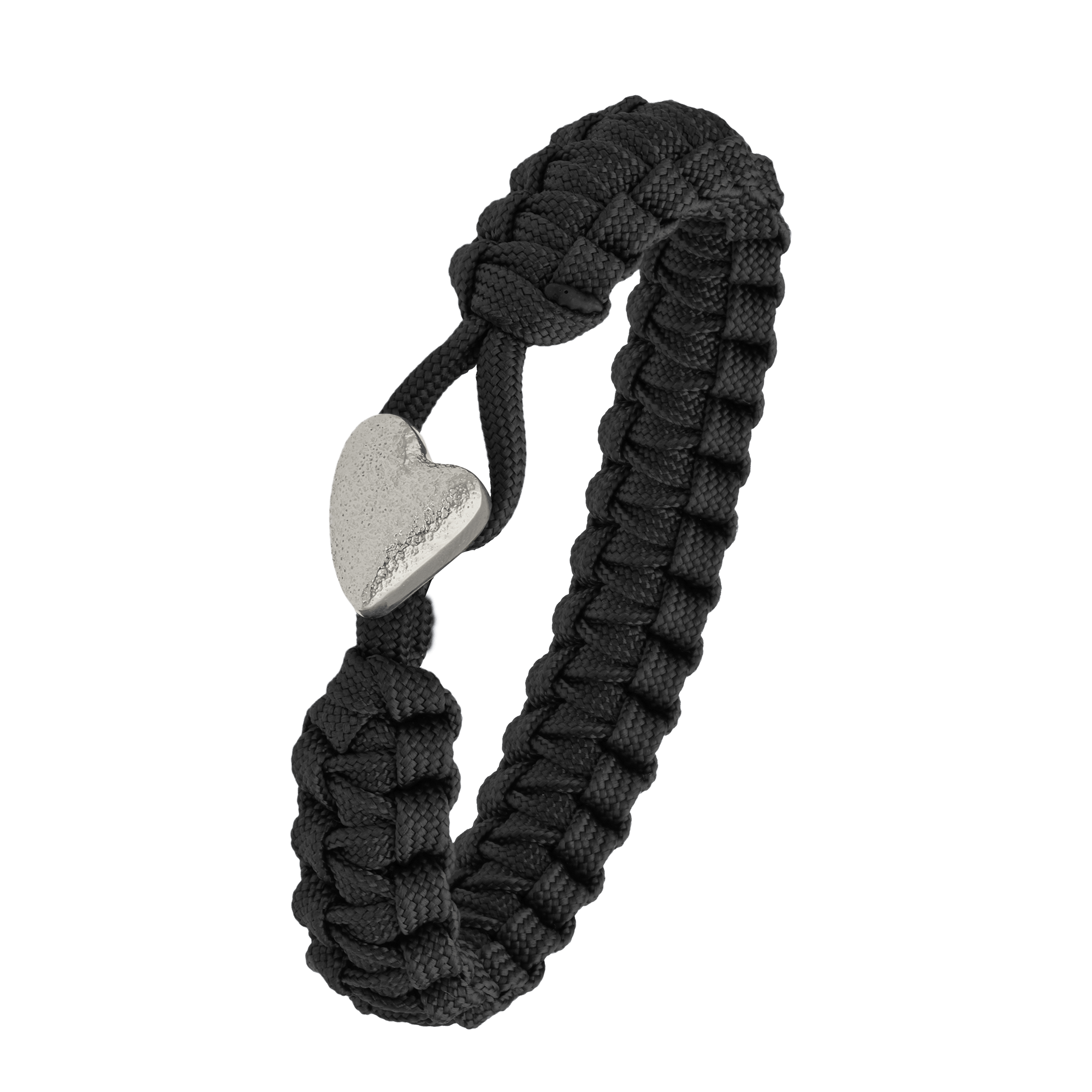 FSTS Bracelet Black with Sterling Silver Heart Lock - Svart, Silverfärg (250 mm)