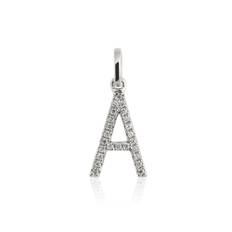 Diamond Letter Pendant 10 - One size / White gold / Diamond