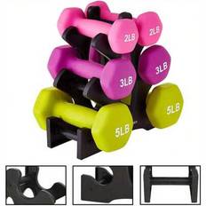 Justerbart 3-nivås PP-hantelställ för vikter på 1,2–2,3 kg | Perfekt för styrketräning, fitness och bodybuilding, gymtillbehör - Svart (En-Storlek,2 st)