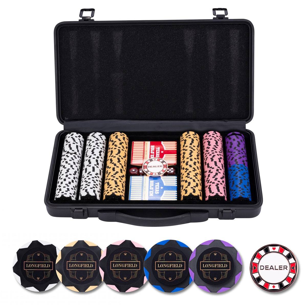 Engelhart - Pokerset 300 marker i svart fodral (14 gram) Default Title