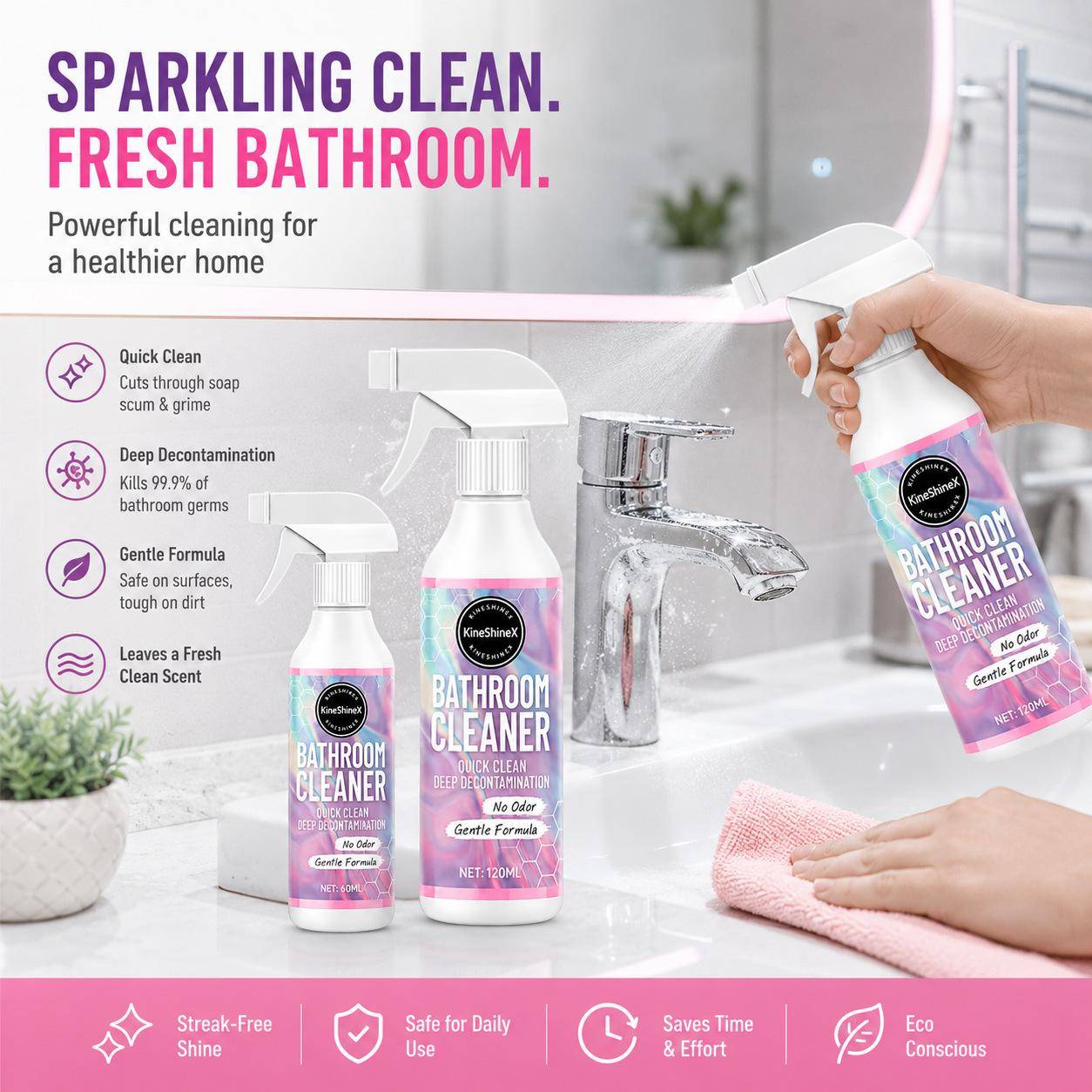 Bathroom Cleaning Spray, Household Bathroom Surface Care Spray