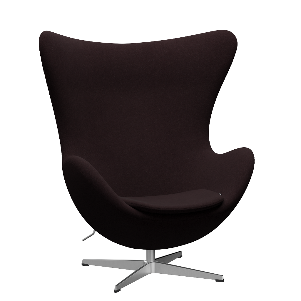 3316 Ægget loungestol, stel i børstet aluminium af Arne Jacobsen Christianshavn - 1142 Dark Red Uni - Jacobsen Plus