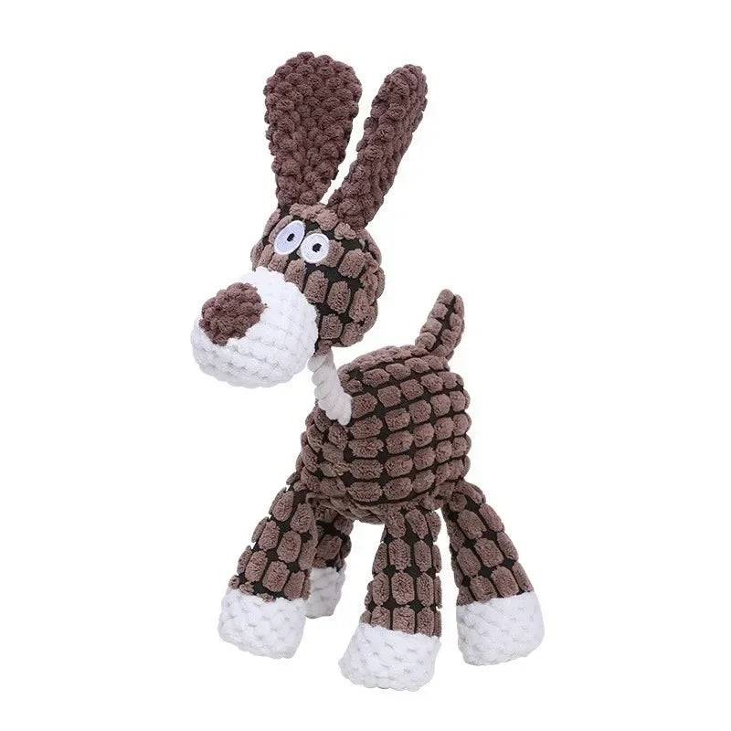 Plush Squeaky Dog Toy - Bite Resistant Corduroy Animal Shape - Puppy