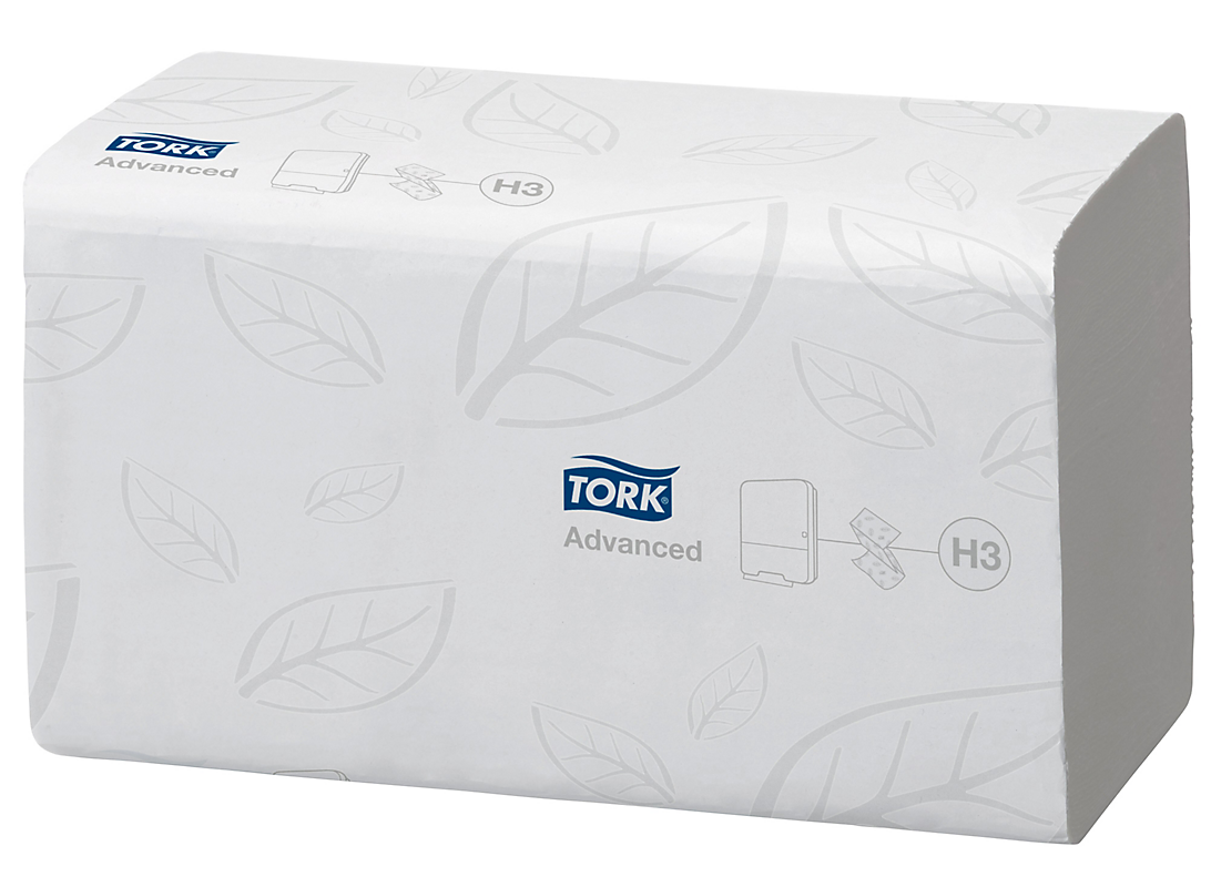 Tork håndklæde ark. H3 2 lag hvid singlefold ark., 250 ark. pr pakke
