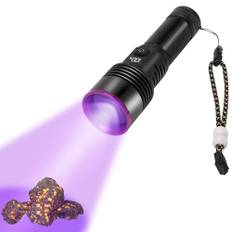 UV-ficklampa, 20 W svart ljus ficklampa, 365 nm vattentät ficklampa LED uppladdningsbar, 5 000 mAh UV ljus ficklampa för husdjur urindetektering, bärnsten skorpion, mineraler, resor, säng