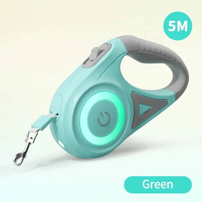 Automatic Retractable Dog Leash with LED Luminous Light for Safe Walking - 5m Green / Dog Leash (Dog Leash)