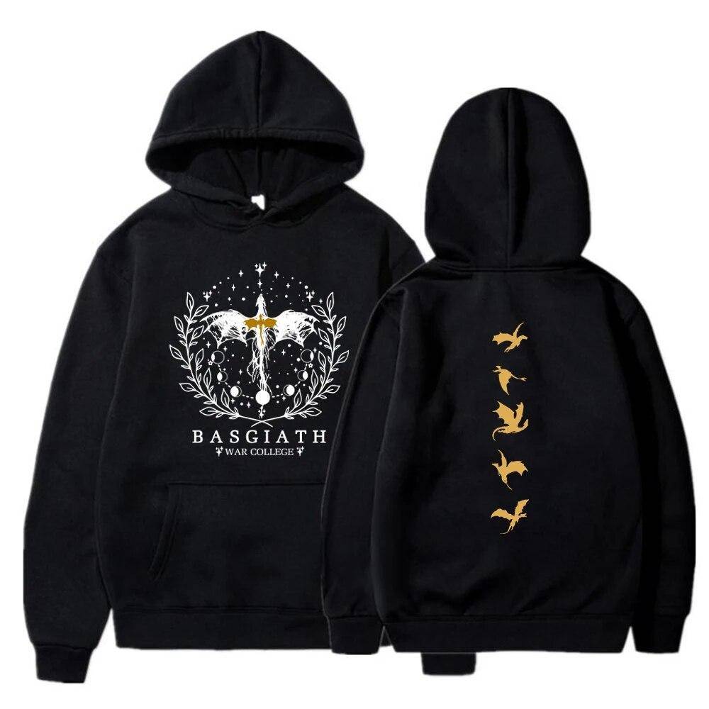 Vintage Fourth Wing dubbelsidig luvtröja Basgiath War College hoodies Unisex huvtröja Bokaktig luvtröja långärmade toppar cm