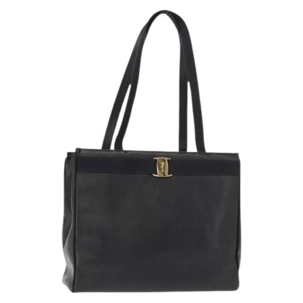 Salvatore Ferragamo Pre-owned Pre-owned Læder Skuldertaske - Vintage - Dame - Blå - ONE SIZE - Uld