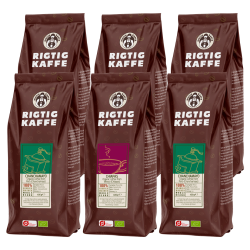 Rigtig Kaffe Økologisk Mixpakke 2,5kg Hele kaffebønner
