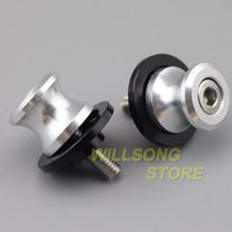 Svängarmsspolar kraschreglage stativskruv för kawasaki z 650/800/900/1000/1000sx zx6r zx10r ninja 650 motorcykelstöd 8mm - silver--
