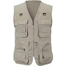 WUFANGBU Vest Vandring Väst Utomhus Vandring Fiske Väst Flerficks Andas Mens Mens Jakt Fiske Väst Smal Enkel Utomhus Sportjacka 4XL Darkkhaki