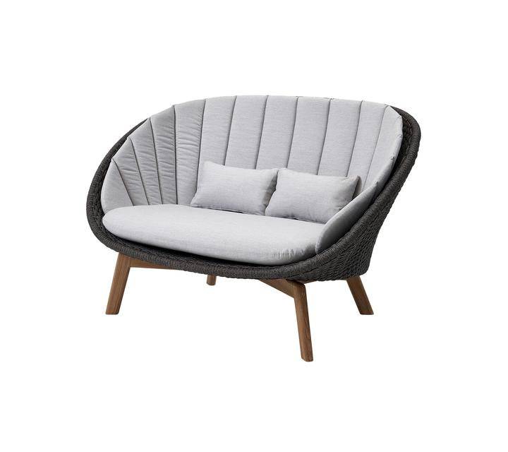 Peacock lounge sofa, Soft rope - Cane-line Natté, Grey w/QuickDry foam