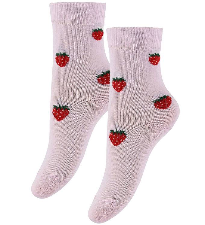 Fuzzies Strumpor - 2-pack - Soft Rosa m. Jordgubbar - Fuzzies - 31/34 - Strumpor