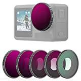 NEEWER 5 st ND-filtersats kompatibel med CPL ND8 ND16 ND32 ND64 HD neutralt densitetsfilter optiskt glas flerskiktsbelagd aluminiumlegeringsram för actionkameratillbehör