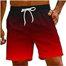 Strandshorts för män ledig lätt dragsko snabbtorkande semester tropiska shorts med fickor, K-544 Röd, XXL