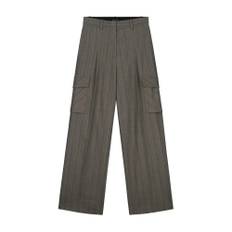 Olaf Hussein, Byxor, Dam, S, Polyester, Herringbone Cargo Byxor Brun