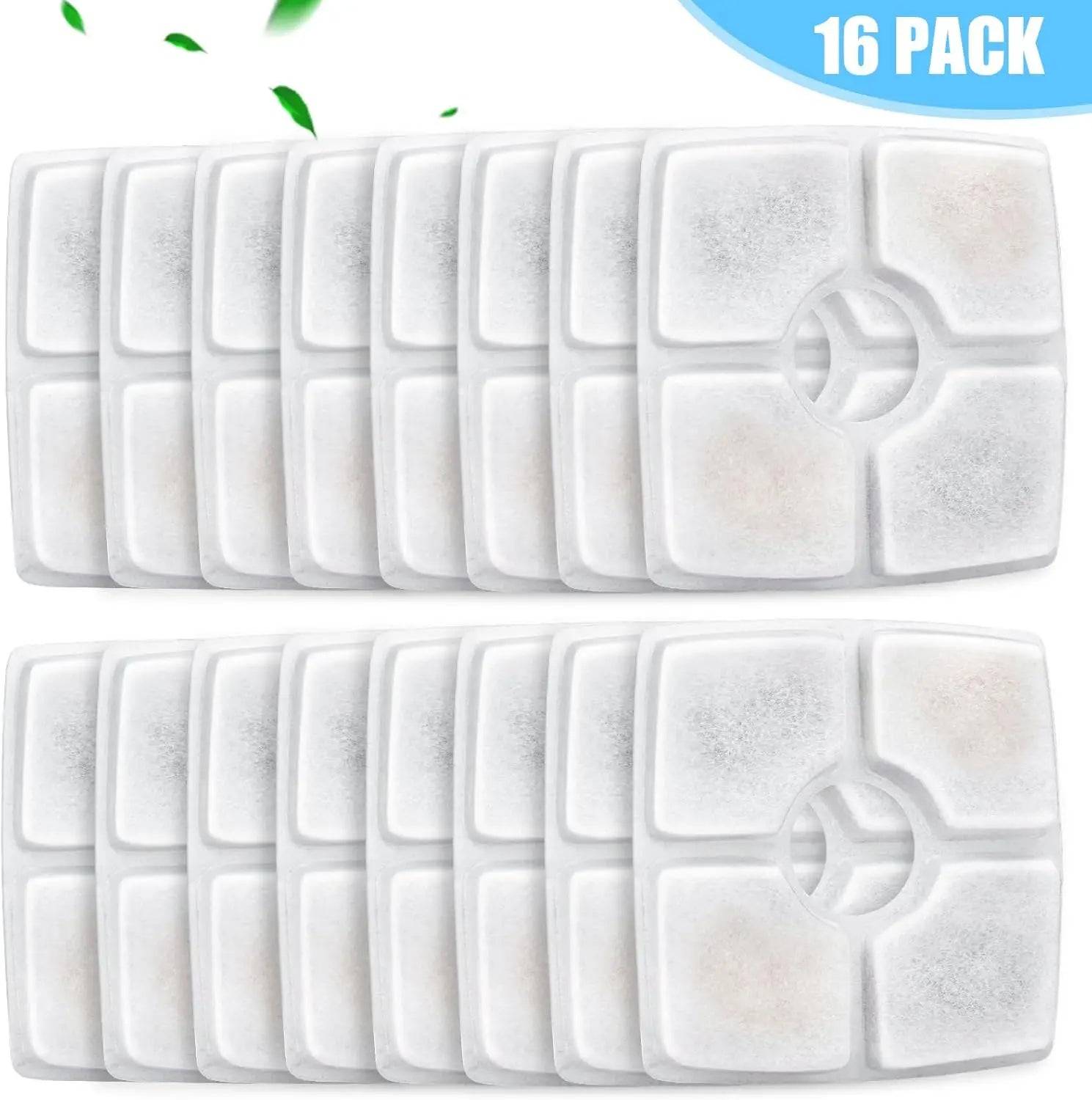 Replacement Filter Set for Square 84oz Pet Water Fountains - Complete Filtration System - 16PCS / Box Packaging (Box Packaging)