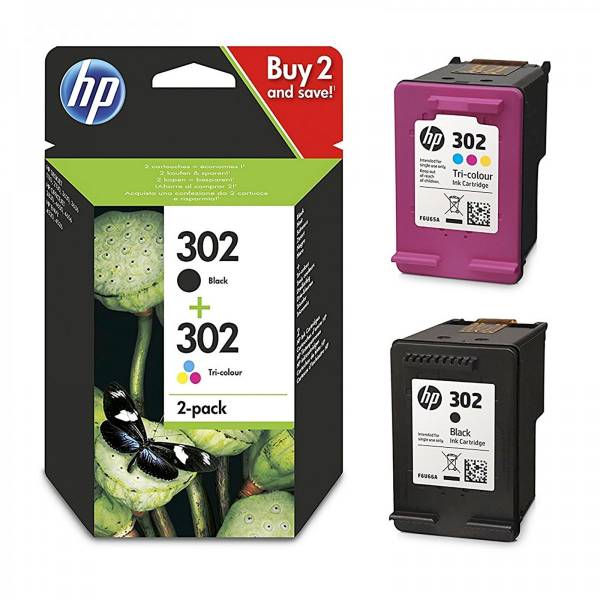 HP 302 - X4D37AE bläckpatroner, 2 st. multipack 7,1 ml, original