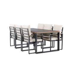 deNoord Aspvik Matgrupp 200x100cm - Svart/Teak utomhus Svart