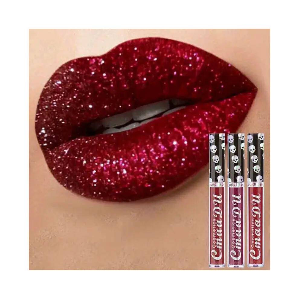 (Matches the image) Matte Lip Gloss Sexy Skull Lipstick Set Skull Head Long Lasting Waterproof Velvet Lip Gloss Liquid Lipstick