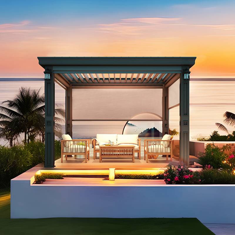 Fashion pergola aluminium outdoor motorized garden louver roof pergola for Backyard shade