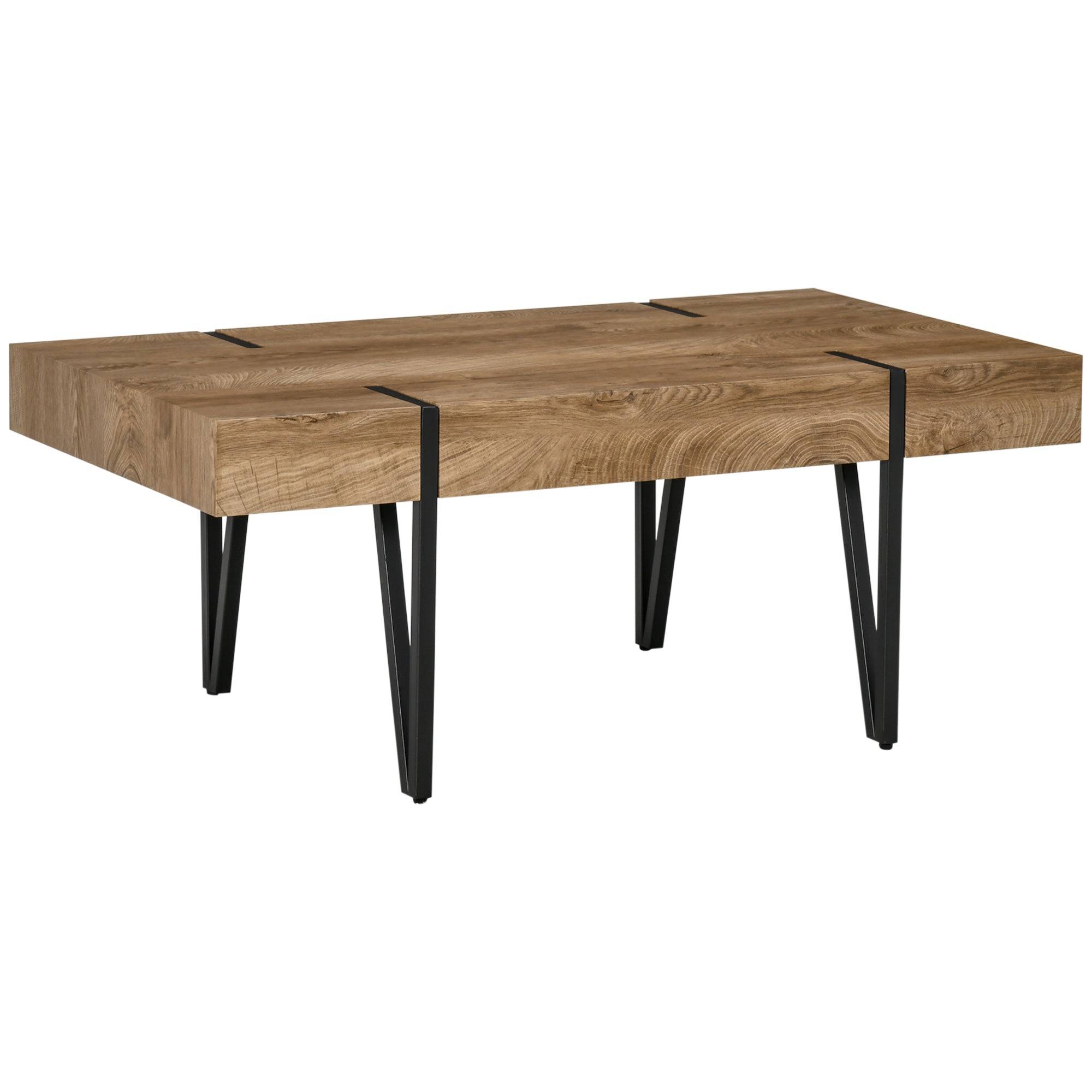 Sofabord i industriel stil, 105 cm x 60 cm x 42 cm, sort + brun