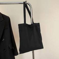 Moderiktig enfärgad tygväska i beige och svart, originella unisex-reseväskor i tyg, vikbara shoppers, stora väskor, fritids- och bärbara, gör-det-själ (En-Storlek)