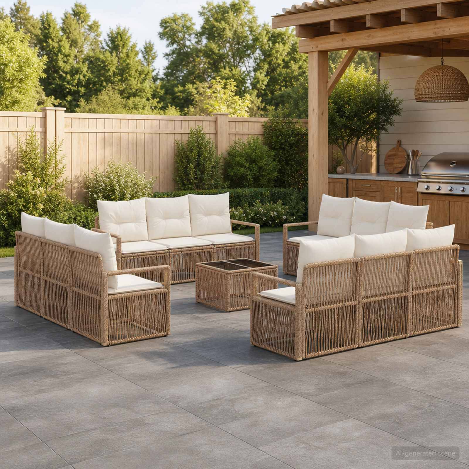 vidaXL Havesofa Sæt 13 stk. Beige polyrattan