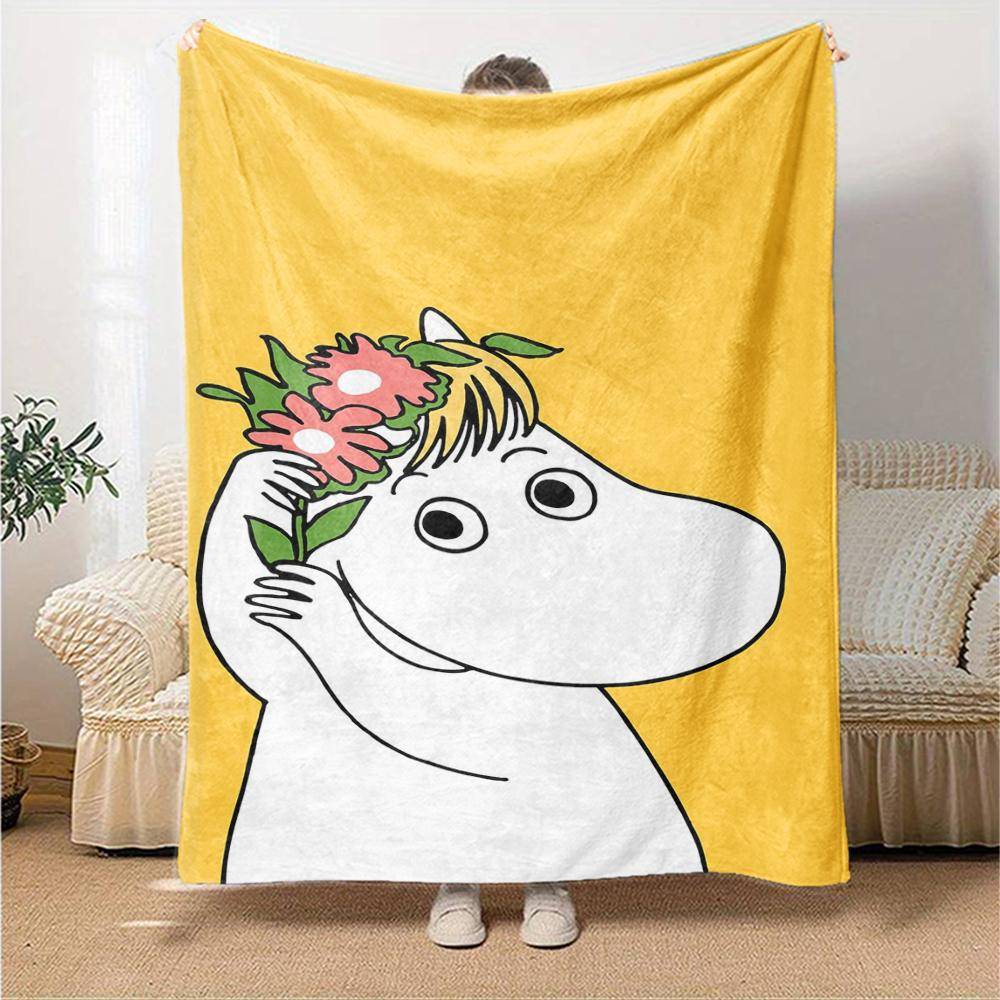 Mumin-tema tryckt filt - Perfekt för soffan, sängen, resor och utomhusbruk | Maskintvättbar, mysig och slitstark.