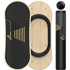 Sportneer Balansbräda, 7 lägen vinglande bräda inomhusbräda skateboard surfbalansbräda med justerbara stopp – balansbräda trä – skoter och 7,1 cm boll ingår