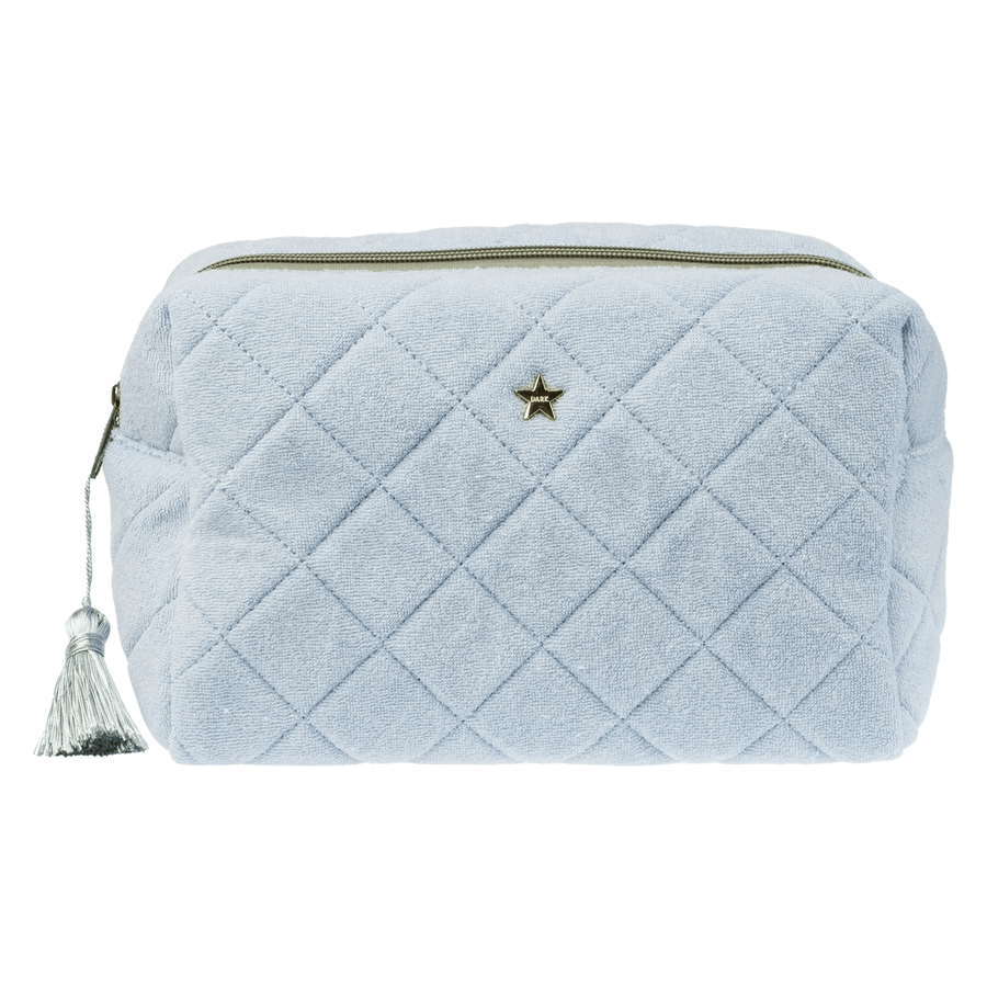 DARK Terry Quilted Make-Up Pouch Large Cool Blue & Milieu Green