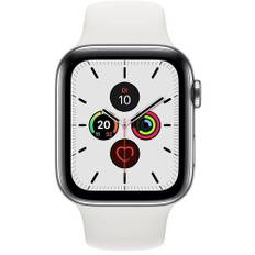 Apple Watch Series 5 (2019) | 40 mm | Rostfritt stål | GPS + Cellular | silver | Sportband vit